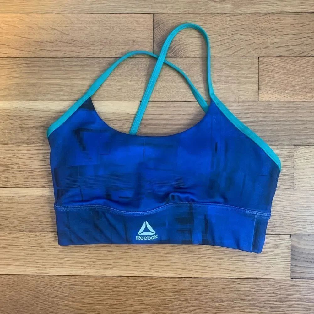 Reebok XS sports bra athletic workout yoga blue